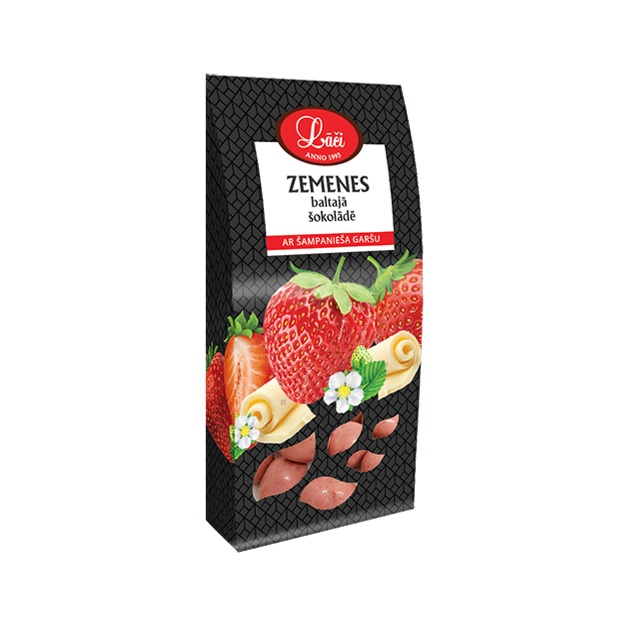 Căpșuni în ciocolată albă cu aromă de vin spumant „Laci” 100gr