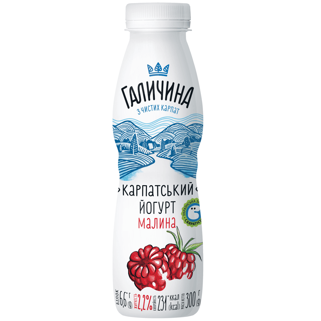 Iaurt Carpați zmeură 2,2% Galichina 300ml