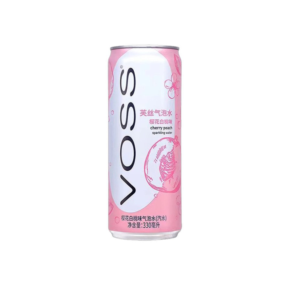 APA CARBOGAZOASA CU AROMA VISINA/PIERSICA 330ML VOSS