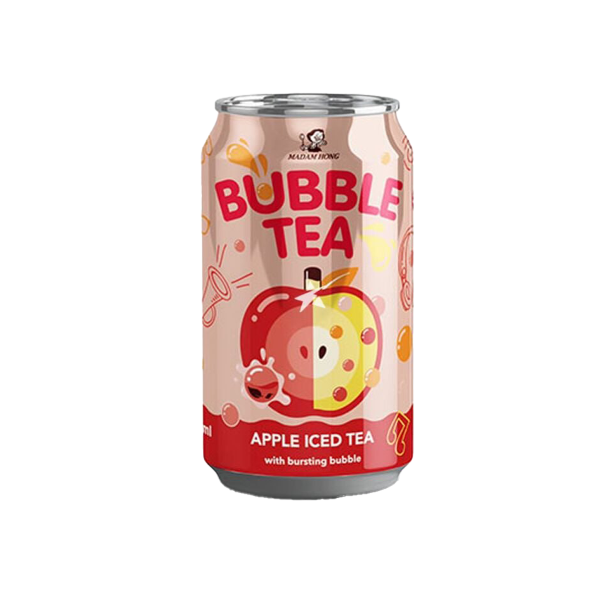 Ceai rece cu măr și bile „popping”, cu zahăr și îndulcitori „LADY BOBA Apple Iced Tea With Bursting Bubble” 320ml