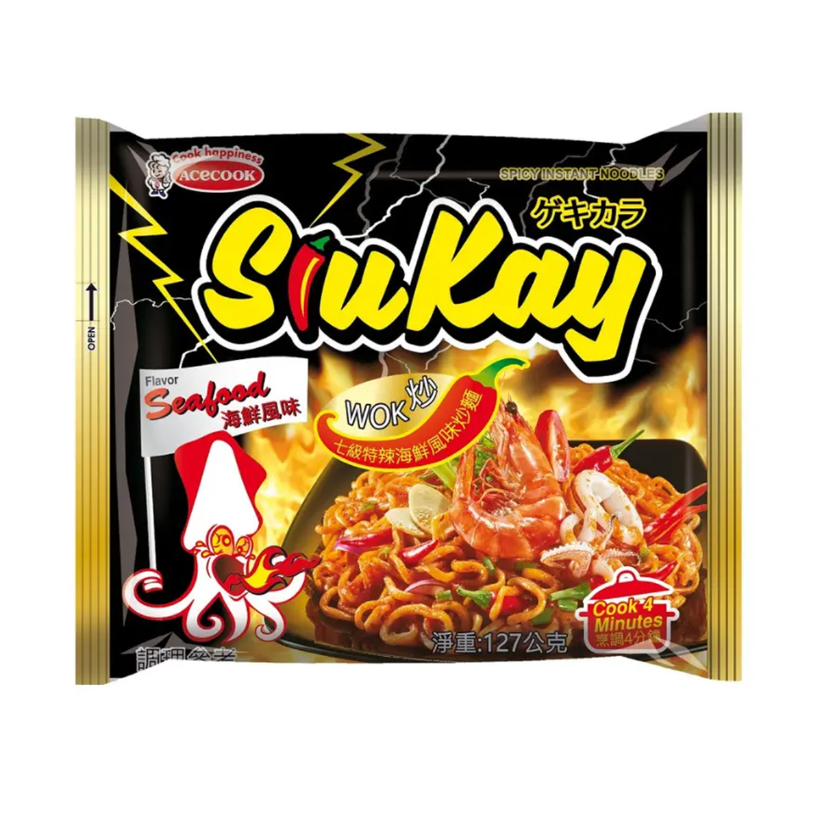 Ramen cu aromă de fructe de mare picant ACECOOK 127gr