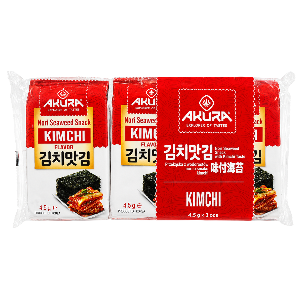 CHIPSURI DIN ALGE NORI CU AROMA KIMCHI 3*4.5g AKURA
