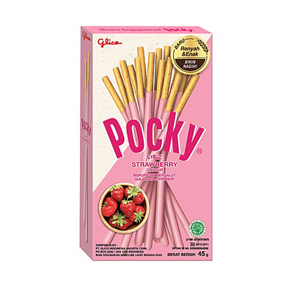 BISCUITI POCKY CAPSUNA 45GR GLICO