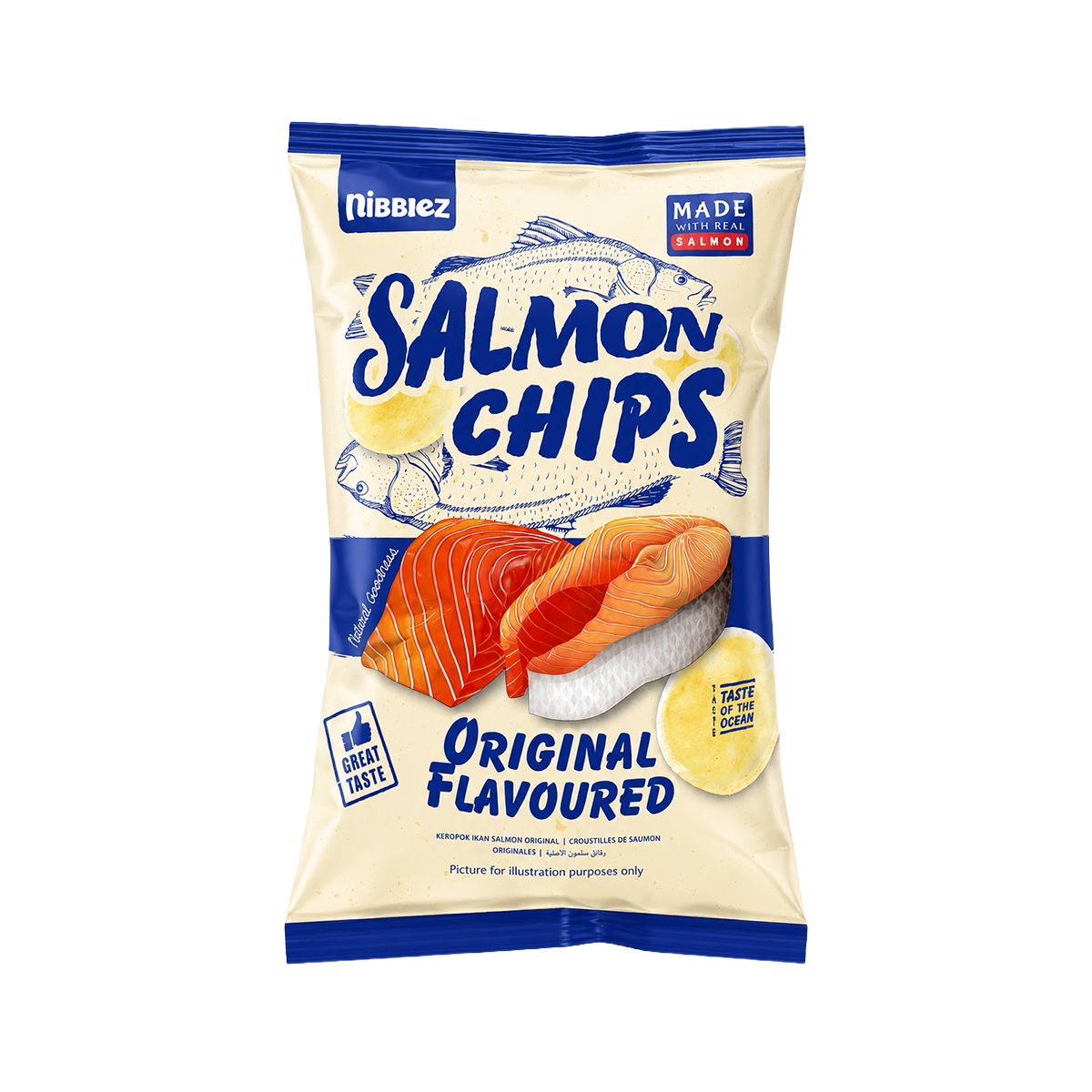 CHIPSURI CU SOMON ORIGINAL 50G NIBBLEZ