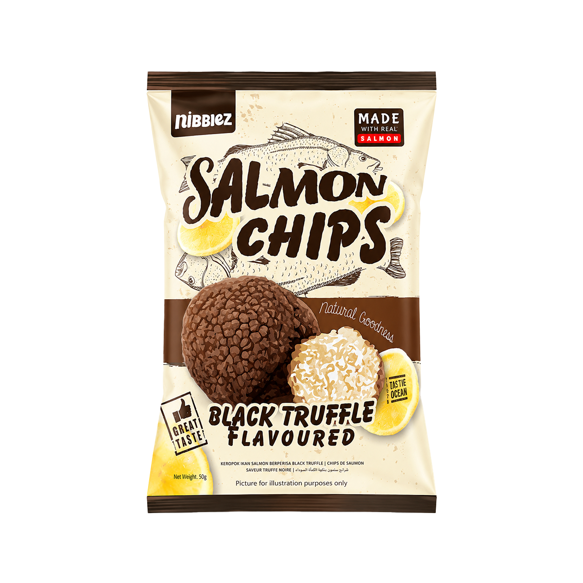 CHIPSURI CU SOMON TRUFE 50G NIBBLEZ