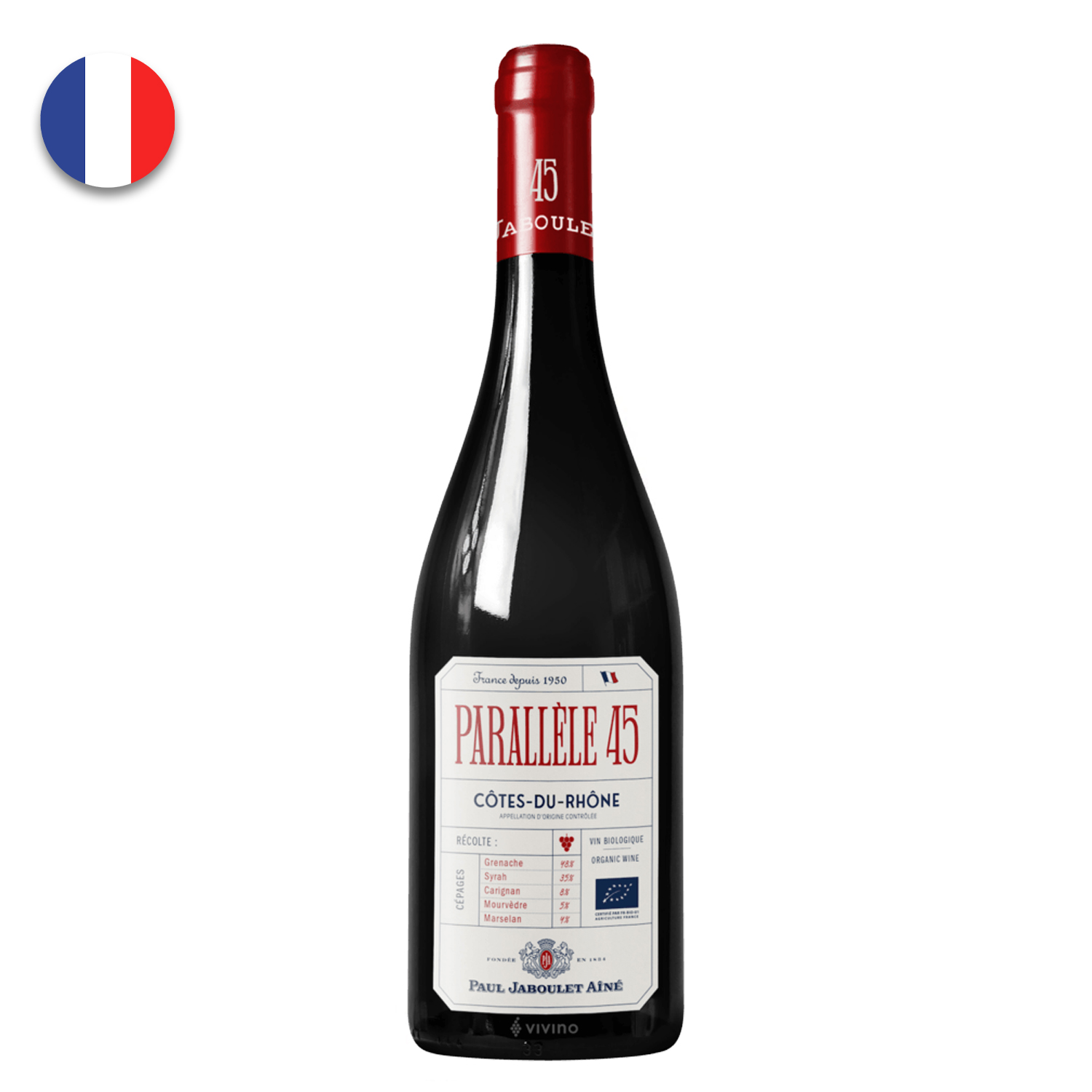 Vin rosu sec PARALLELE 45 PAUL JABOULET AINE 0,75L