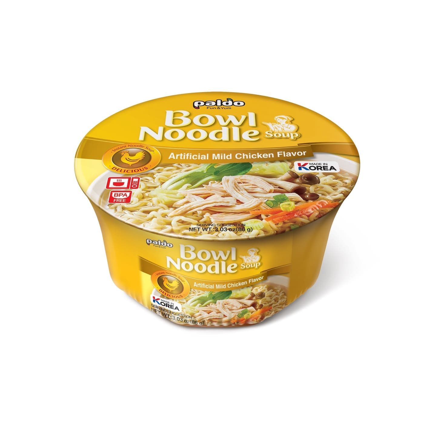 Mild chicken-flavored ramen in a bowl Paldo 86gr