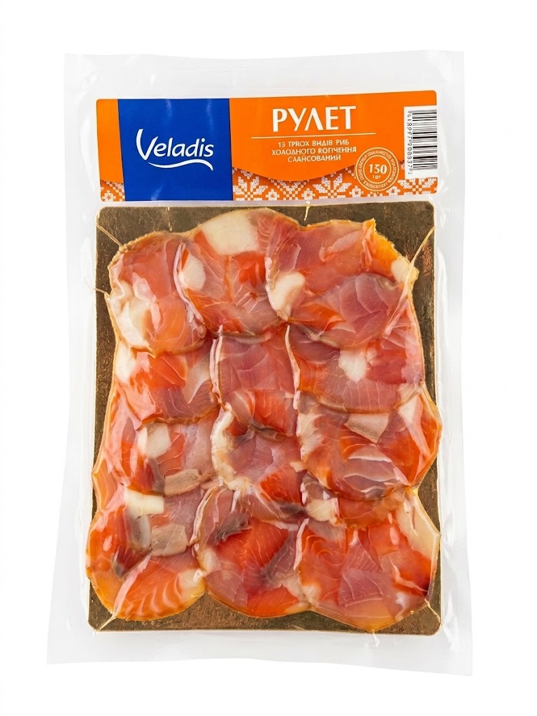 RULOU DIN FILE DE 3 TIPURI DE PESTE AFUMAT LA RECE 150G VELADIS