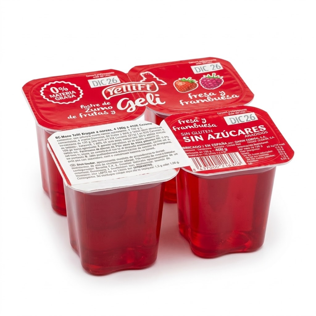 JELEU AROMA DE CAPSUNI/ZMEURA 4X100G YELLI FRUT