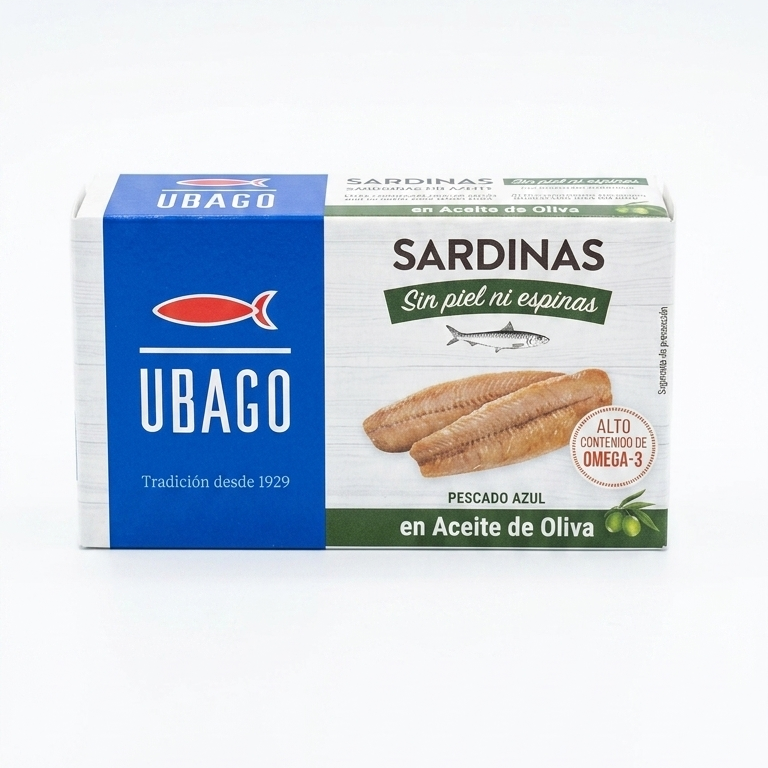 SARDINE FARA PIELE SI OASE IN ULEI DE MASLINE 120G UBAGO