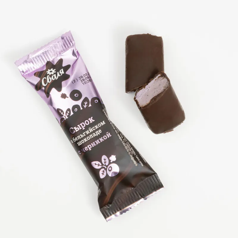 Curd Cheese Glazed In Belgian Chocolate With Blueberries  Svalya