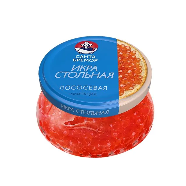 Produs alimentar din imitație din pește. Caviar din peste somon, pasteurizat