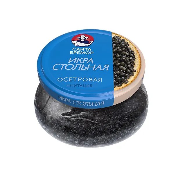 Produs alimentar de imitație din pește. Icre de sturion pasteurizat