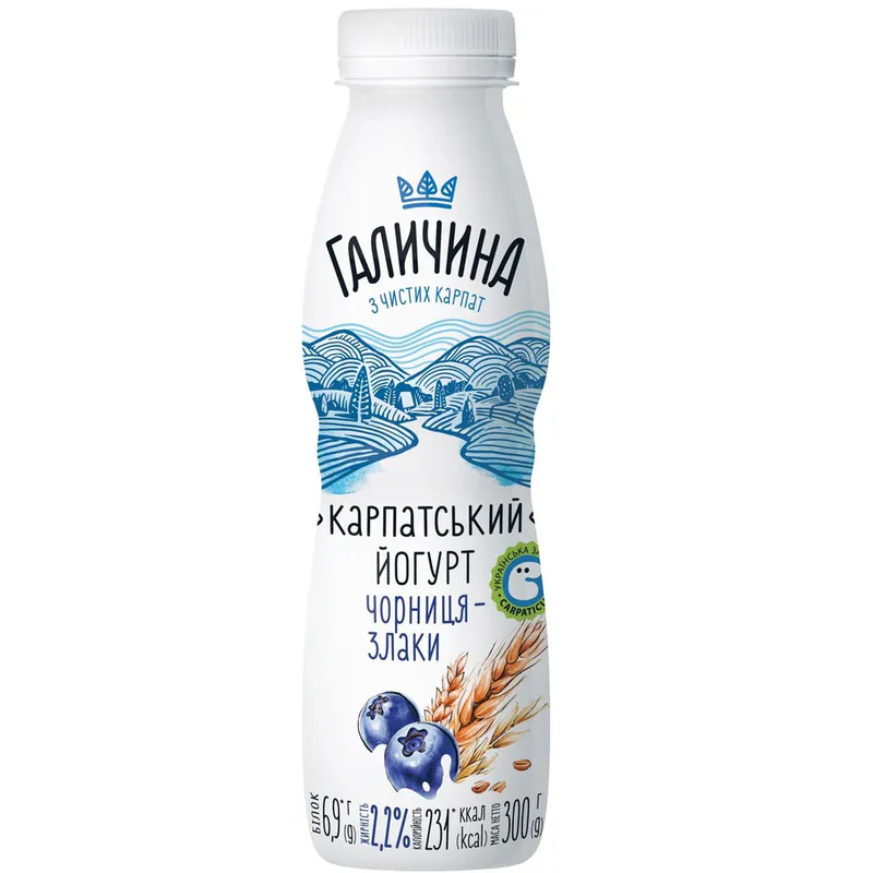 Iaurt Carpați afine și cereale 2,2% Galichina 300ml