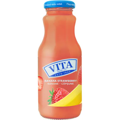 Nectar de banane și căpșune cu pulpă cu zahăr 250ML