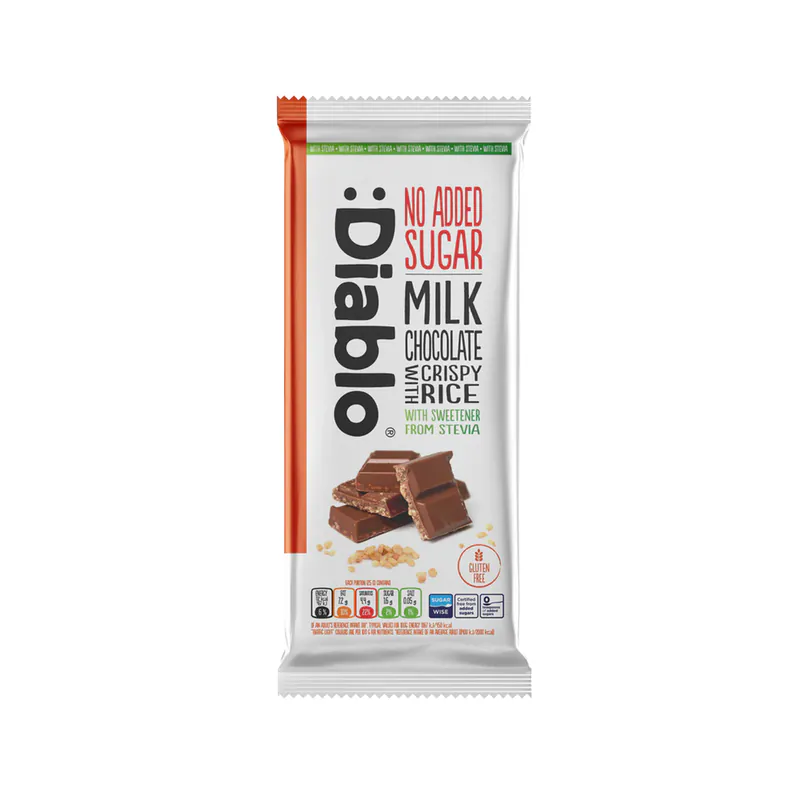 CIOCOLATA CU LAPTE CU OREZ CROCANT STEVIA 75GR DIABLO