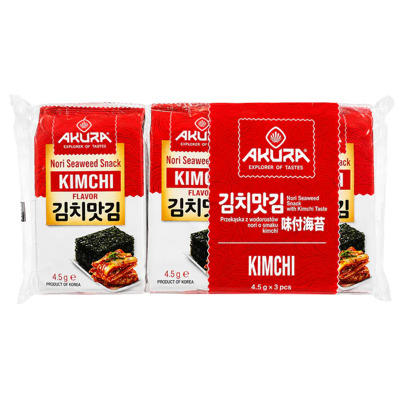 CHIPSURI DIN ALGE NORI CU AROMA KIMCHI 3*4.5g AKURA
