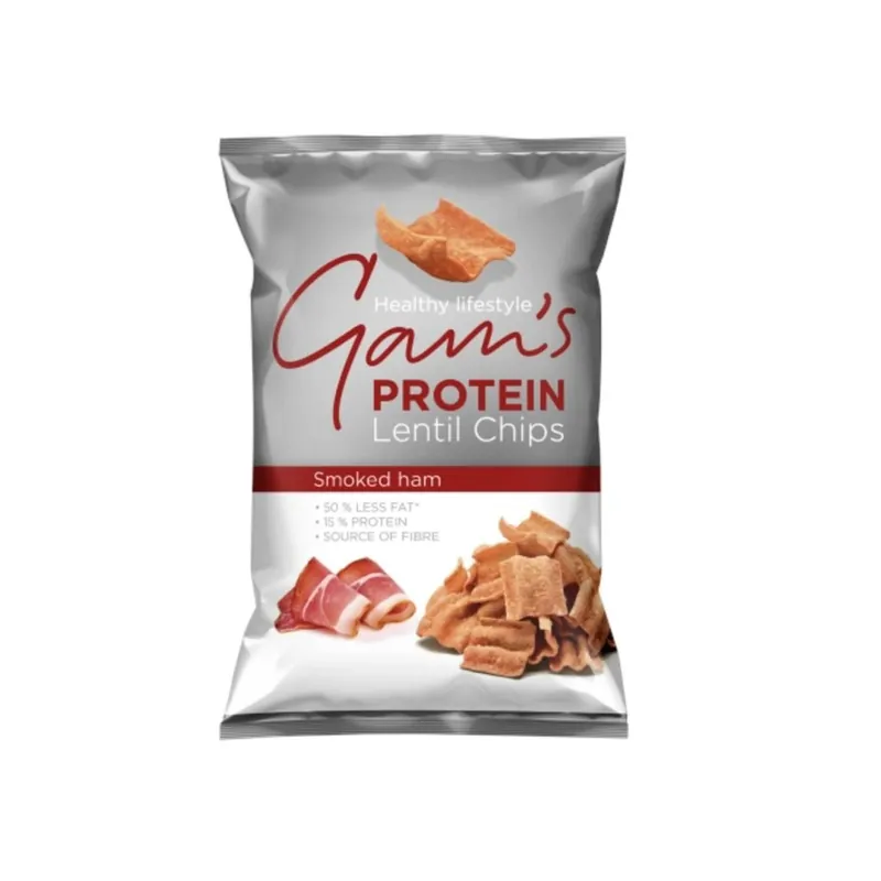 Chipsuri proteice de linte cu gust de șuncă afumată 65GR