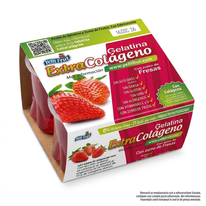 JELEU EXTRA COLAGEN AROMA DE CAPSUNI 4X100G YELLI FRUT