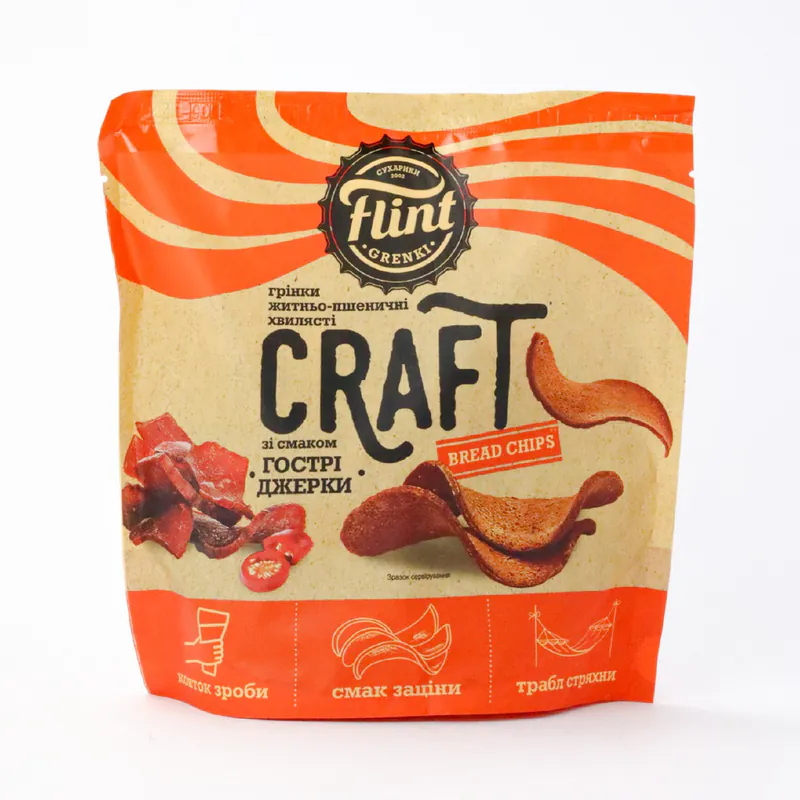 Rye-wheat wavy croutons with “Spicy jerky” flavor