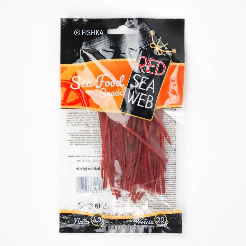 Dried strips of red calamari
