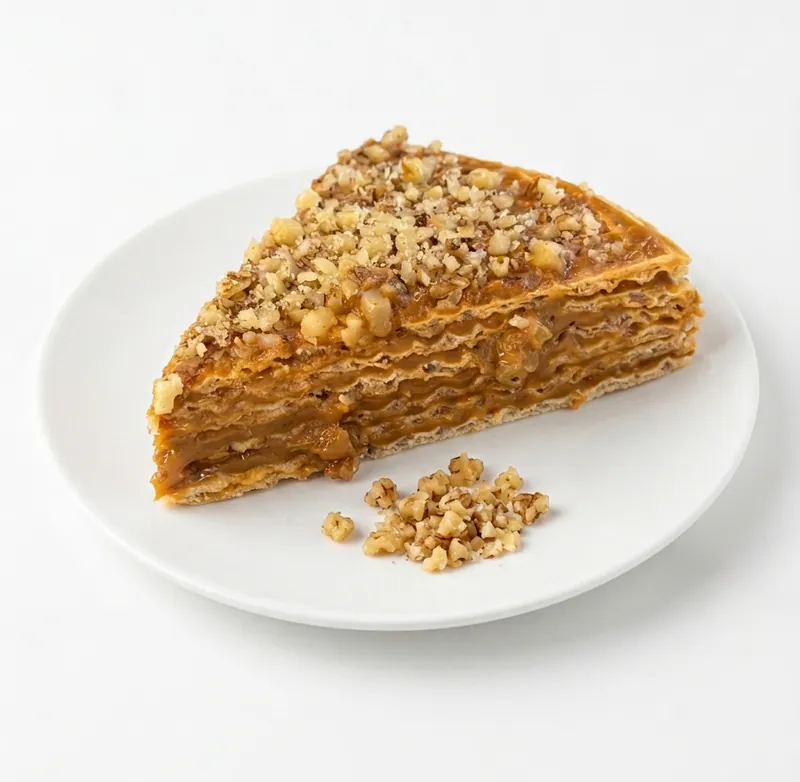 Tort de vafe cu lapte condensat și miez de nuci 120GR